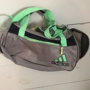 Light gray with teal accent Adidas sport bag